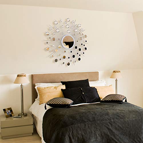 Empire Art Direct Milkyway I Bling Round Wall Silver Metal Frame Surrounded by Many Smaller Acrylic, Vanity, Bethroom Mirror, 36 x 1.18 x 36, Clear