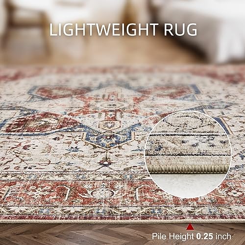 8x10 Washable Boho Vintage Area Rug for Living Room