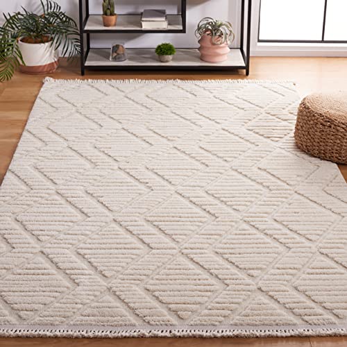 Safavieh Urban Collection 9' x 12' Ivory URB208A Moroccan Rustic Tassel Fringe Area Rug