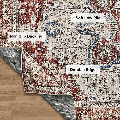 8x10 Washable Boho Vintage Area Rug for Living Room