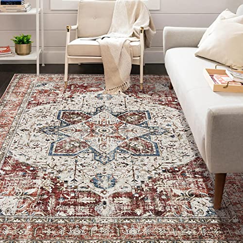 8x10 Washable Boho Vintage Area Rug for Living Room
