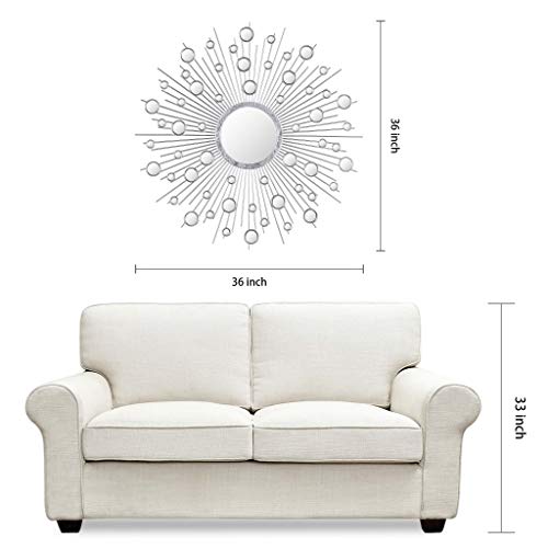Empire Art Direct Milkyway I Bling Round Wall Silver Metal Frame Surrounded by Many Smaller Acrylic, Vanity, Bethroom Mirror, 36 x 1.18 x 36, Clear
