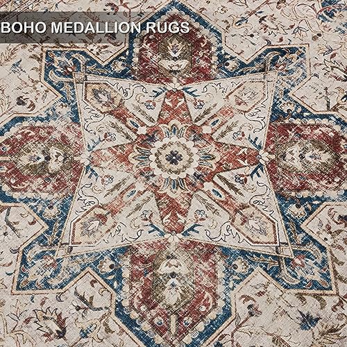 8x10 Washable Boho Vintage Area Rug for Living Room