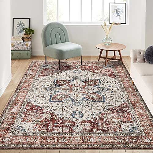 8x10 Washable Boho Vintage Area Rug for Living Room