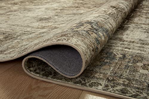 Loloi x Magnolia Home by Joanna Gaines Sinclair SIN-01 Collection Machine Washable Area Rug, Pebble / Taupe, 8'-6" x 11'-6"