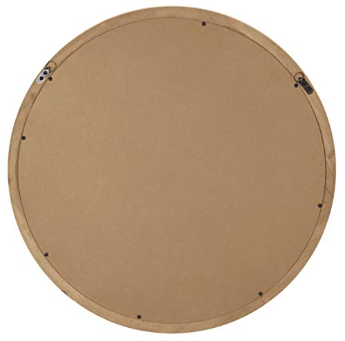 RiteSune Farmhouse Round Large 30" Wall Mirror with Wooden Decorative Pattern Frame for Living Room Bedroom Kitchen Entryway Wall Decor, Lotus