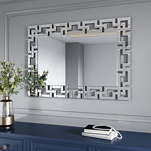JACUKO Decorative Wall Mirror - Grecian Venetian Design Large Rectangle Wall Mirror 27.5 W x39.5 H Inches