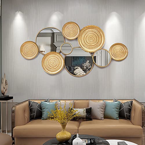 Classic Iron Decorative Wall Mirror -45” Classic Gold Light Luxury Wall Hanging Mirror for Living Room, Porch, Sofa Wall, Bedroom