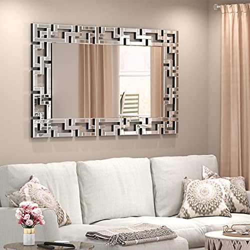 JACUKO Decorative Wall Mirror - Grecian Venetian Design Large Rectangle Wall Mirror 27.5 W x39.5 H Inches
