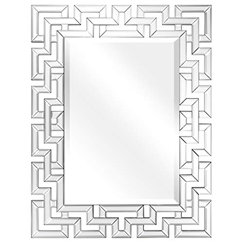 Empire Art Direct Wall, Elegant Geometry Decorative Rectangular, 0.75"-Beveled Antique Mirror for Bathroom,Bedroom,Living Room,Ready to Hang, 31" x 40", Clear