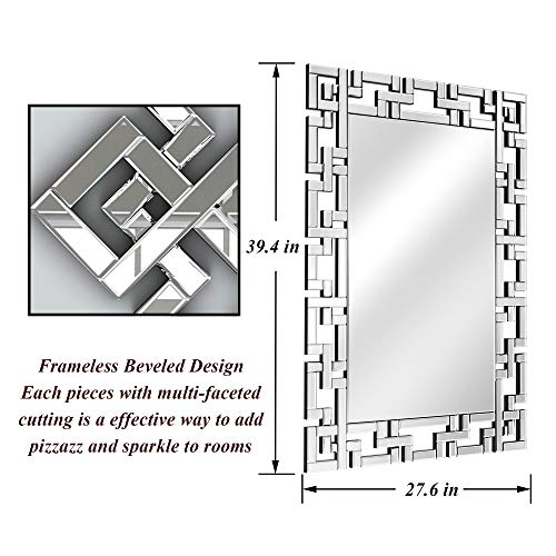 JACUKO Decorative Wall Mirror - Grecian Venetian Design Large Rectangle Wall Mirror 27.5 W x39.5 H Inches