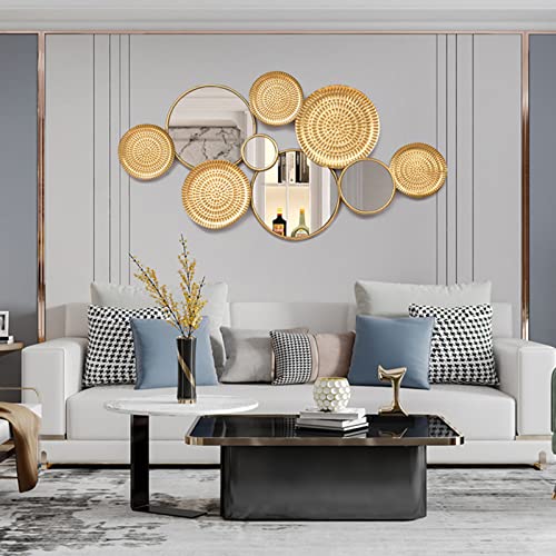 Classic Iron Decorative Wall Mirror -45” Classic Gold Light Luxury Wall Hanging Mirror for Living Room, Porch, Sofa Wall, Bedroom