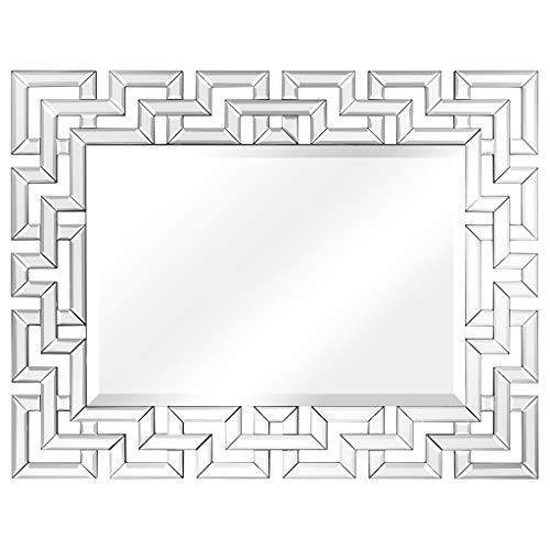 Empire Art Direct Wall, Elegant Geometry Decorative Rectangular, 0.75"-Beveled Antique Mirror for Bathroom,Bedroom,Living Room,Ready to Hang, 31" x 40", Clear