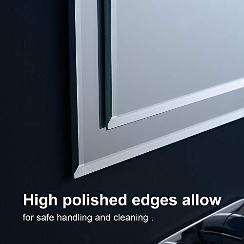 Frameless Rectangular Wall Mirror with Beveled Edge