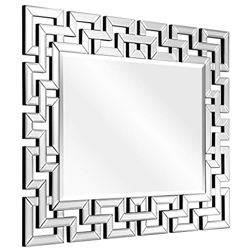 Empire Art Direct Wall, Elegant Geometry Decorative Rectangular, 0.75"-Beveled Antique Mirror for Bathroom,Bedroom,Living Room,Ready to Hang, 31" x 40", Clear
