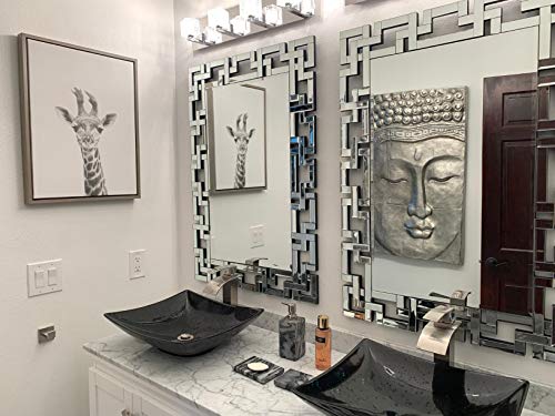 JACUKO Decorative Wall Mirror - Grecian Venetian Design Large Rectangle Wall Mirror 27.5 W x39.5 H Inches