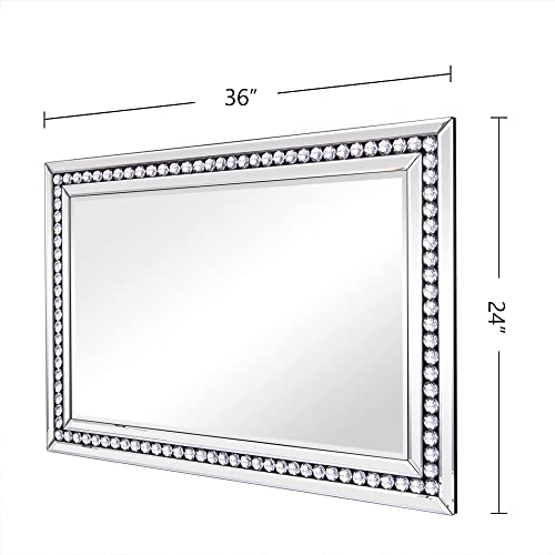 Crystal Decorative Wall Mirror - 36" X 24