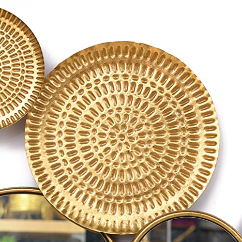 Classic Iron Decorative Wall Mirror -45” Classic Gold Light Luxury Wall Hanging Mirror for Living Room, Porch, Sofa Wall, Bedroom
