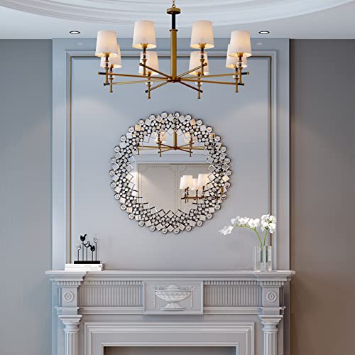 MUAUSU Round Decorative Wall Mirror - Gorgeous Luxury Mirrors for Bedroom Livingroom Hallway 31.5'' x31.5''