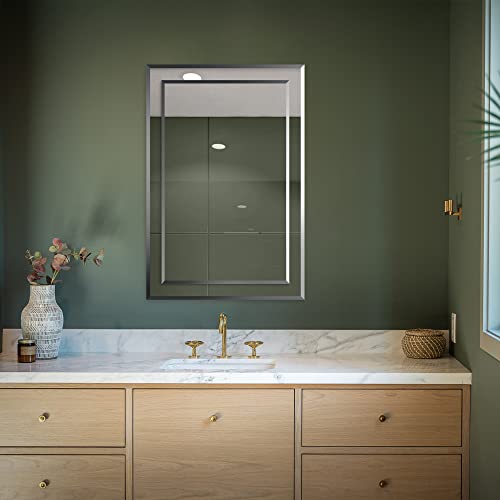 Frameless Rectangular Wall Mirror with Beveled Edge