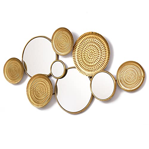 Classic Iron Decorative Wall Mirror -45” Classic Gold Light Luxury Wall Hanging Mirror for Living Room, Porch, Sofa Wall, Bedroom