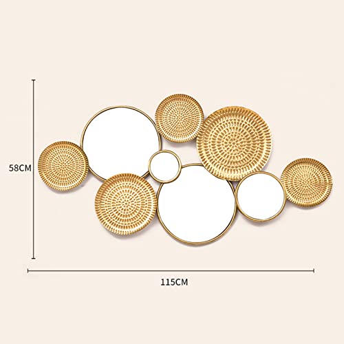 Classic Iron Decorative Wall Mirror -45” Classic Gold Light Luxury Wall Hanging Mirror for Living Room, Porch, Sofa Wall, Bedroom