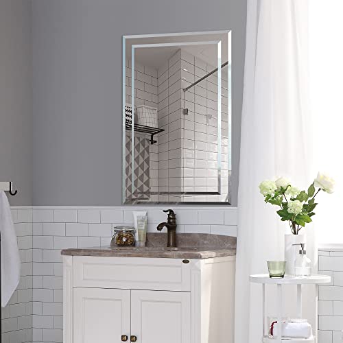 Frameless Rectangular Wall Mirror with Beveled Edge