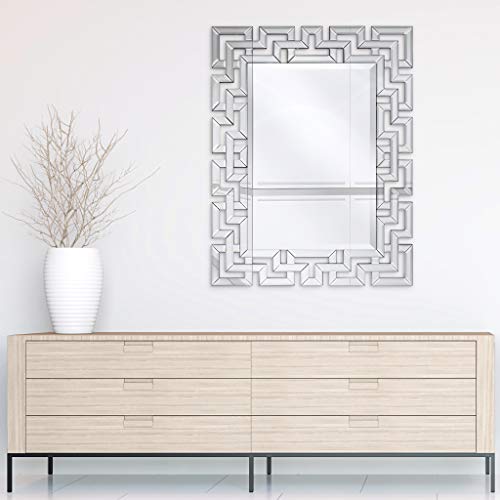 Empire Art Direct Wall, Elegant Geometry Decorative Rectangular, 0.75"-Beveled Antique Mirror for Bathroom,Bedroom,Living Room,Ready to Hang, 31" x 40", Clear