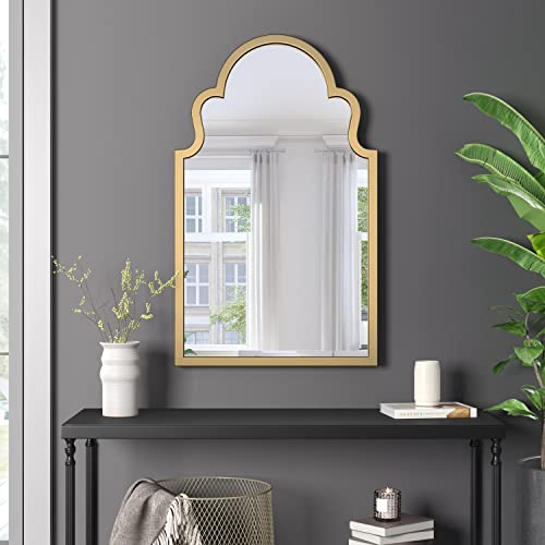 NXHOME Metal-Frame Accent Wall Mirror - Decorative Mirror Gold Vanity Wall Mounted Mirror for Bathroom Living Room Bedroom 35.5×21.7 in