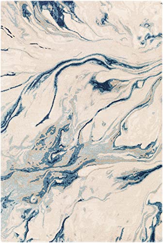 Mark&Day Area Rugs, 6x9 Tom Modern Navy Area Rug, Blue Beige Grey Carpet for Living Room, Bedroom or Kitchen (6' x 9')