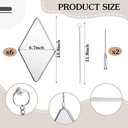 6 Pack Decorative Wall Mirrors with Chains