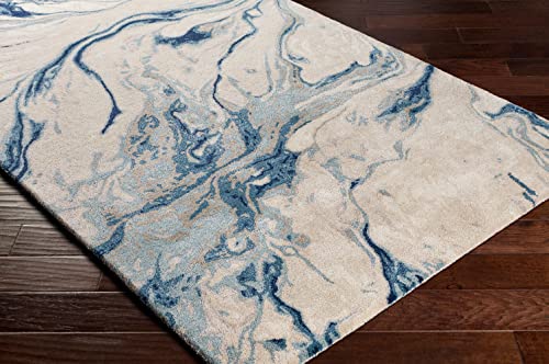 Mark&Day Area Rugs, 6x9 Tom Modern Navy Area Rug, Blue Beige Grey Carpet for Living Room, Bedroom or Kitchen (6' x 9')