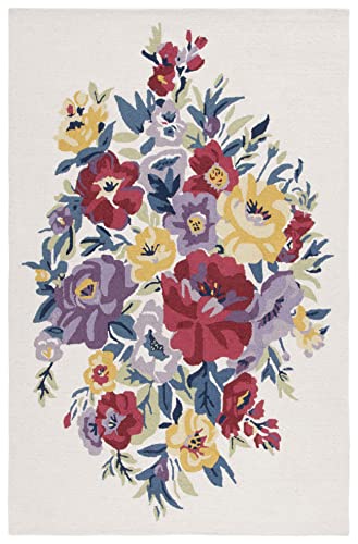 Safavieh Chelsea Collection 8' x 10' Ivory/Rose HK219A Handmade French Country Floral Wool Area Rug