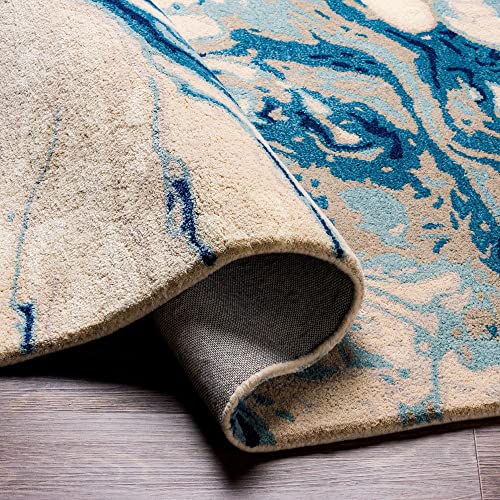 Mark&Day Area Rugs, 6x9 Tom Modern Navy Area Rug, Blue Beige Grey Carpet for Living Room, Bedroom or Kitchen (6' x 9')