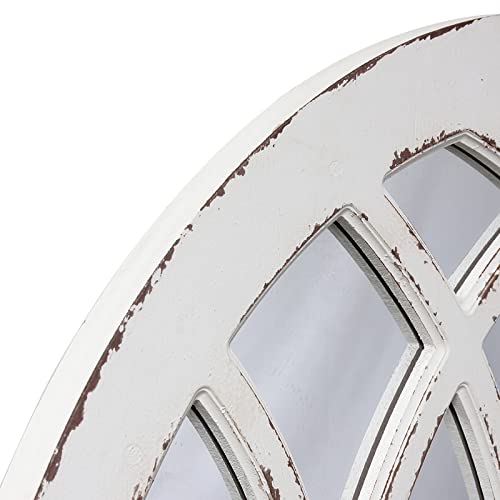 Rustic White Arched Window Mirror for Home Decor