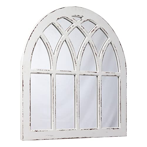 Rustic White Arched Window Mirror for Home Decor
