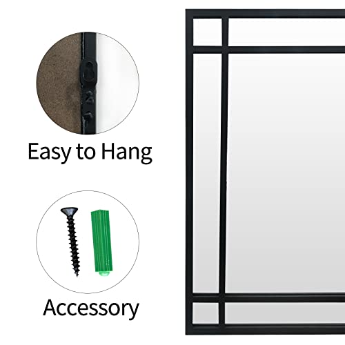 HQiJun Wall Mirror Decorative Mirrors Farmhouse for Living Room Bedroom Entryway Bathroom Vanity (black1)