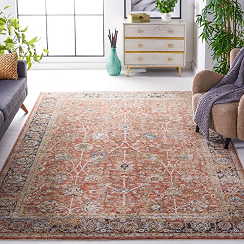 Safavieh Silverado Collection 9' x 12' Rust/Blue SVD112P Traditional Oriental Vintage Distressed Area Rug