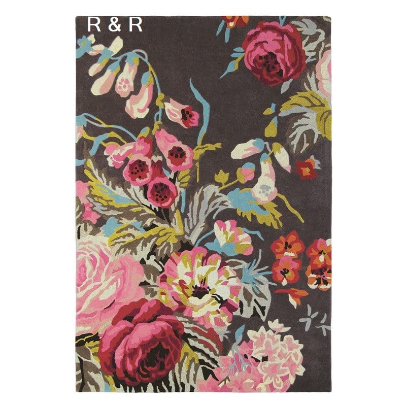 Restoration and Renovation Modern Rose Floral Wool Rug | Handmade Area Rug with Garden Colorful Flowers for Living Room Dining Room and Kitchen (Brown, 10x8 ft)