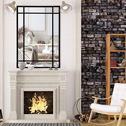 HQiJun Wall Mirror Decorative Mirrors Farmhouse for Living Room Bedroom Entryway Bathroom Vanity (black1)