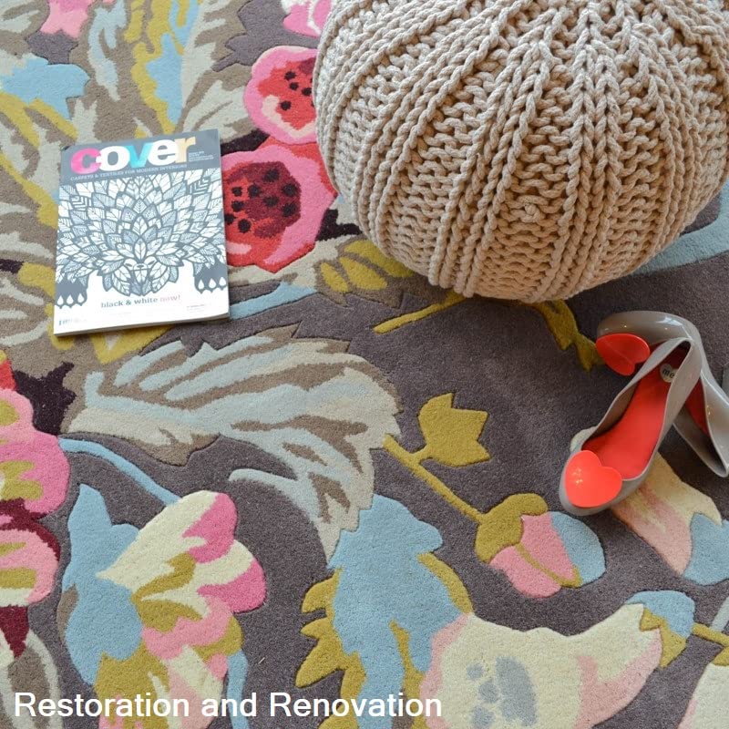 Restoration and Renovation Modern Rose Floral Wool Rug | Handmade Area Rug with Garden Colorful Flowers for Living Room Dining Room and Kitchen (Brown, 10x8 ft)