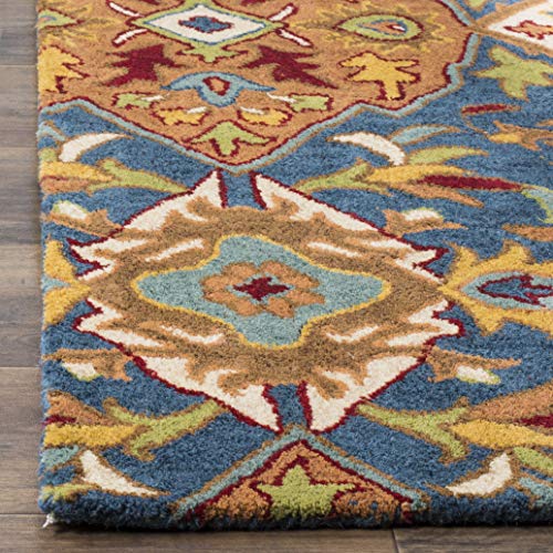 Safavieh Heritage Collection 9' x 12' Camel/Blue HG653A Handmade Traditional Oriental Wool Area Rug