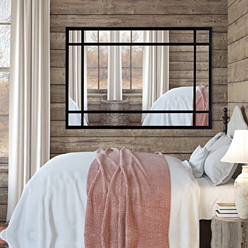 HQiJun Wall Mirror Decorative Mirrors Farmhouse for Living Room Bedroom Entryway Bathroom Vanity (black1)