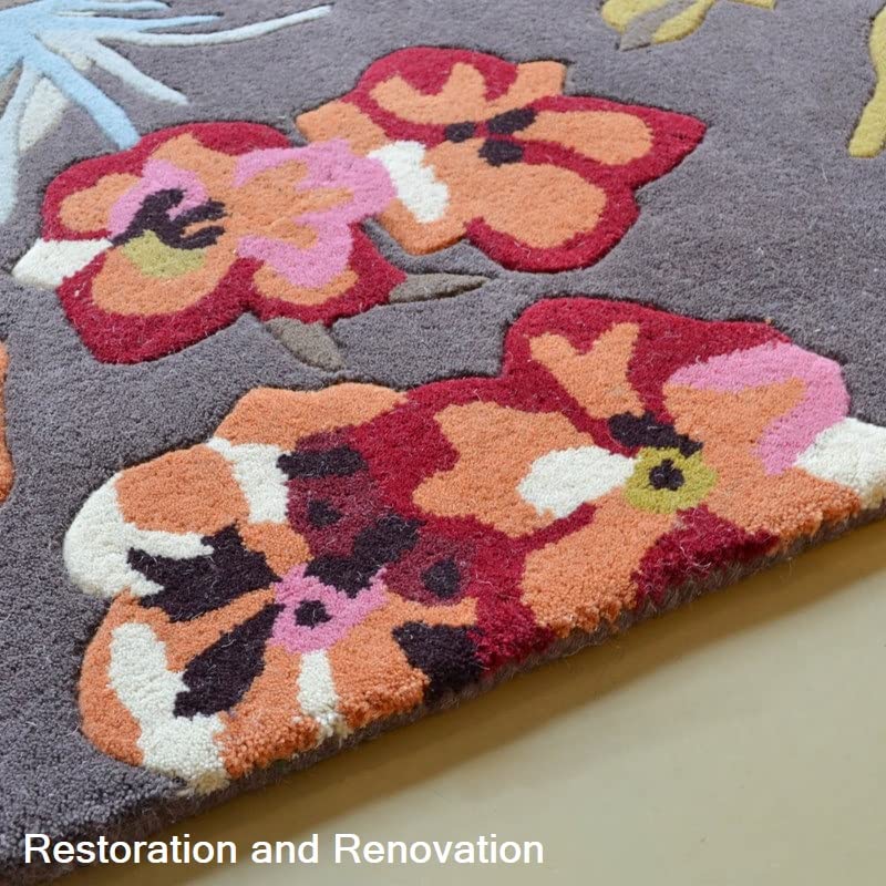Restoration and Renovation Modern Rose Floral Wool Rug | Handmade Area Rug with Garden Colorful Flowers for Living Room Dining Room and Kitchen (Brown, 10x8 ft)