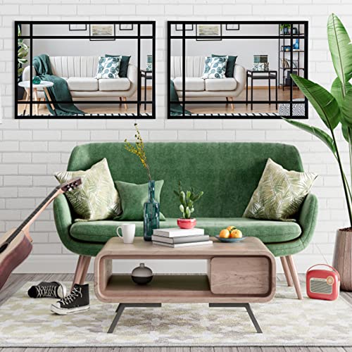 HQiJun Wall Mirror Decorative Mirrors Farmhouse for Living Room Bedroom Entryway Bathroom Vanity (black1)