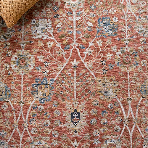 Safavieh Silverado Collection 9' x 12' Rust/Blue SVD112P Traditional Oriental Vintage Distressed Area Rug
