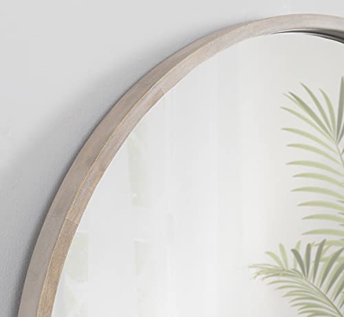 Kate and Laurel Valenti Farmhouse Round Wall Mirror, 28 inch Diameter, White, Decorative Circle Mirror