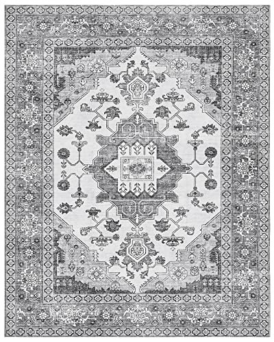 8x10 Grey Vintage Medallion Area Rug – Boho Style