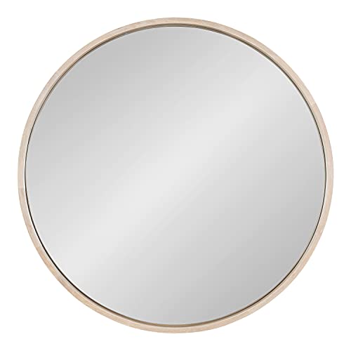 Kate and Laurel Valenti Farmhouse Round Wall Mirror, 28 inch Diameter, White, Decorative Circle Mirror