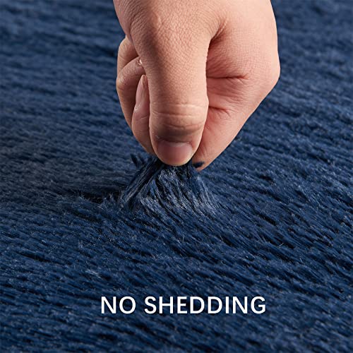 YQQRIGRO 5x7 Feet Rugs for Bedroom, Navy Blue Super Soft Shaggy Rugs Fluffy Carpets, Indoor Modern Plush Area Rugs for Living Room Dorm Kids Room, Fuzzy Non-Slip Rugs for Kids Boys Girls